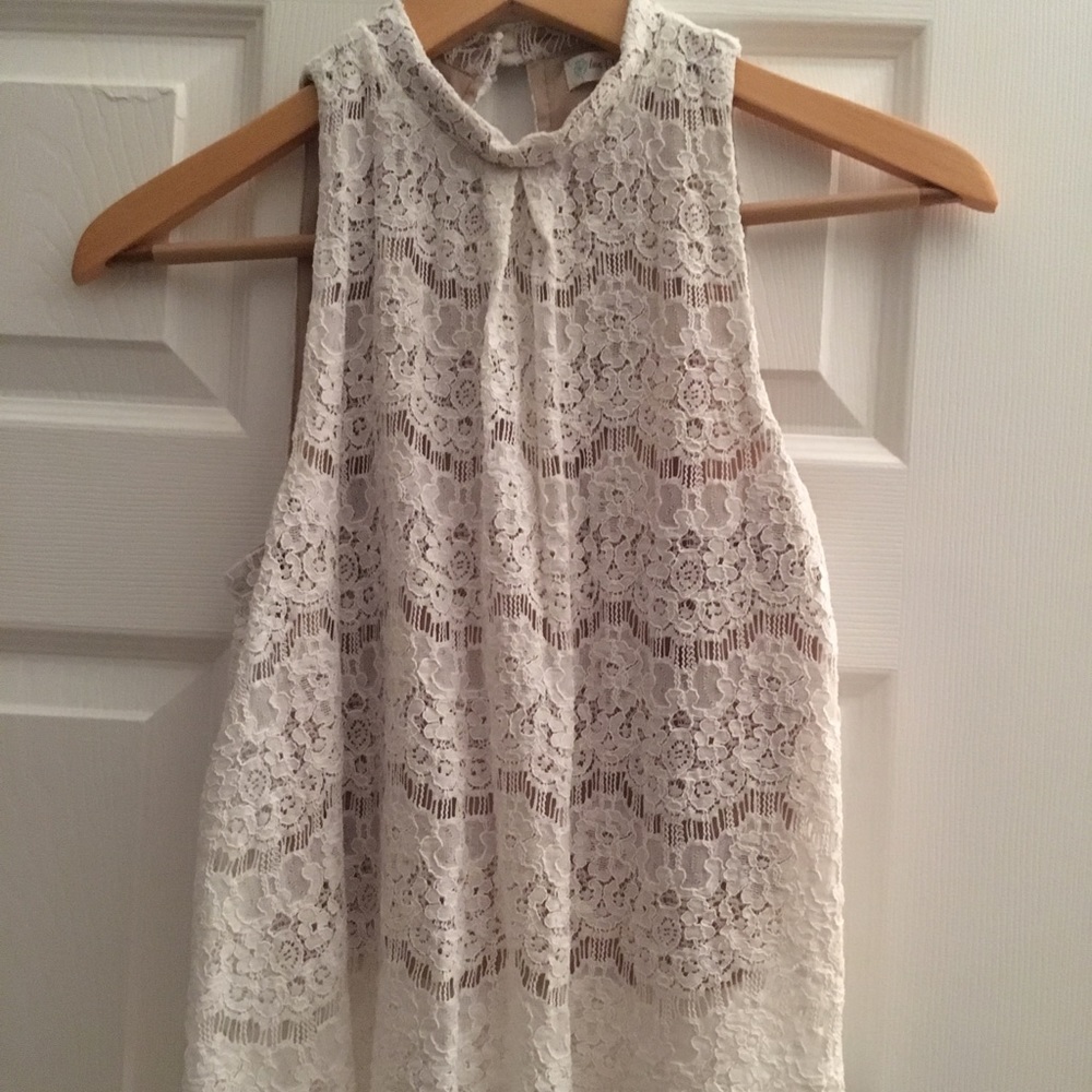 Lace high neck tank